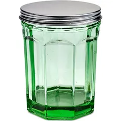 Round jar with lid “Fish&Fish”  glass  1 l  D=10.7, H=15.5 cm  green.