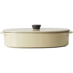 Serving dish “Karakter” with lid with handles ceramics 0.55l ,H=68,L=190,B=130mm beige, black