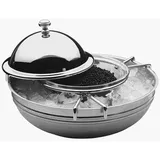 Caviar maker with ice container and lid  stainless steel, glass  130 ml  D=11, H=15, L=19.5 cm  metallic, transparent.