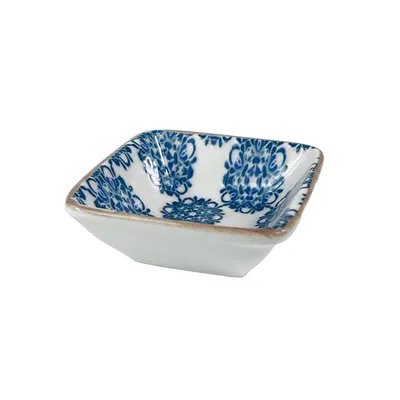 Соусник «Калиф Лотус» квадратный фарфор 80мл ,H=28,L=80,B=85мм белый,синий