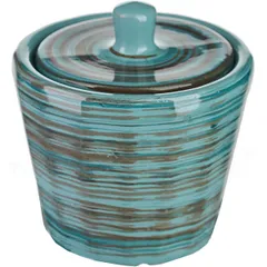 Sugar bowl with lid “Scandinavia” ceramics 200ml D=9,H=9cm blue.