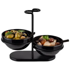 Салатник на подставке набор[2шт] пластик,сталь нерж. 250мл ,H=19,L=23,5,B=12,5см черный, изображение 3