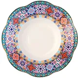 Тарелка глубокая «Анемон Эбе» кост.фарф. D=21см белый,разноцветн.
