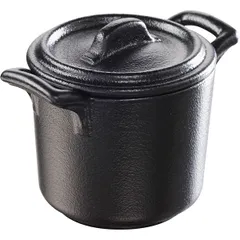 Горшок для запекания с крышкой фарфор 50мл черный