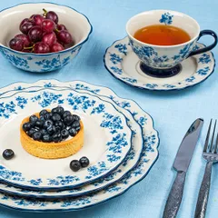 Чашка чайная «Фиори» фарфор 220мл слон.кость,синий, изображение 4