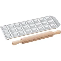 Ravioli mold with rolling pin 24 cells  aluminum , L=34, B=34mm