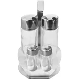 Набор для специй соль, перец + масло, уксус металл прозр.