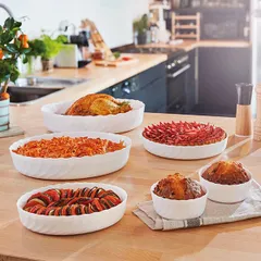 Блюдо для пирога жаропрочное стекло D=26см белый, изображение 2