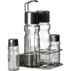 Набор для специй 4 предмета на подставке стекло,сталь нерж., изображение 3