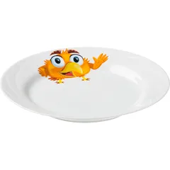 Тарелка «Радужные птички» мелкая детская фарфор D=20см белый, изображение 2