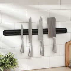 Держатель для ножей магнитный пластик,металл ,H=15,L=550,B=50мм черный, изображение 3