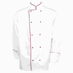 Chef's jacket with edging. 50size twill white,burgundy