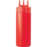 Емкость для соусов с тремя носиками пластик 350мл D=7,H=20см красный