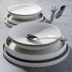 Тарелка «Айсио» с высоким бортом фарфор ,H=33,L=252,B=238мм белый,серый, изображение 3