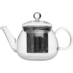 Kettle “Priti Ti”  glass, stainless steel  0.65 l , H = 13.5, L = 20.5, B = 11.2 cm  transparent, silver.