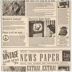 Бумага для конусов и сэндвичей «Газета»[1000шт] ,L=30,5,B=30,5см бежев.