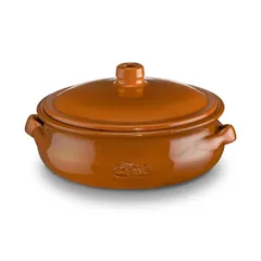 Baking pot with lid ceramics 1l D=20,H=9cm brown.