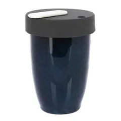 Кружка с двойной стенкой фарфор,силикон 250мл D=8,H=11см тем.син.,черный