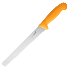 Bread knife  stainless steel, plastic , L=38/23, B=3cm  yellow.