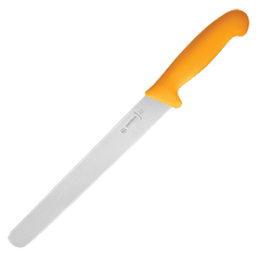 Knife for thin slicing  stainless steel, plastic , L=38/24, B=3cm  yellow, metallic.