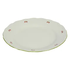 Тарелка «Верона Q0046» плоская фарфор D=25см белый,зелен., изображение 2