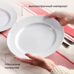 Тарелка «Идиллия» мелкая фарфор D=265,H=34мм белый, изображение 3