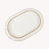 Блюдо для подачи «Нерль Крыжовник» овальное керамика ,H=3,L=36,B=25см белый,олив.