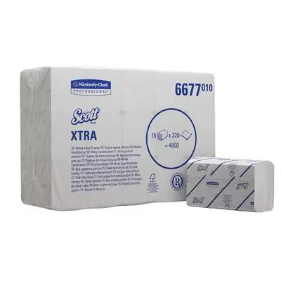 Полотенца для рук Scott Xtra 320листов 20х22х10,5см, 1 слой (V / ZZ-сложение) (15 шт/упак)