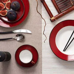 Блюдце «Джаспер» фарфор D=130/44,H=6мм белый,красный, изображение 2