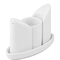 Набор для специй «Тренд» 3 предмета на подставке фарфор белый