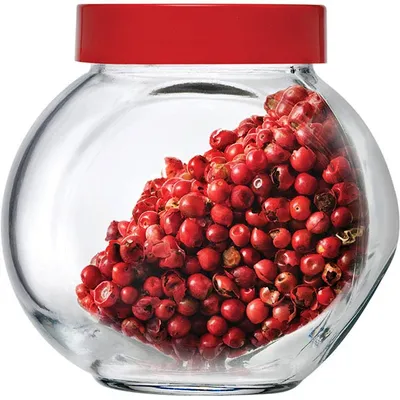Банка круглая с крышкой «Бэлла» стекло,пластик 200мл D=75,H=83мм прозр.,красный, изображение 3