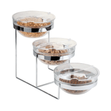 Подставка фуршетная 3 уровня + 3 салатника сталь нерж.,стекло ,H=37,L=61,B=24см металлич.,прозр.