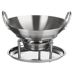 Frying pan “Saj Wok” without lid with handles and stand  stainless steel  D=320, H=63, L=340mm  metal.