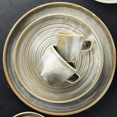 Чашка чайная «Агава» фарфор 200мл D=82,H=70мм серый,зелен., изображение 2