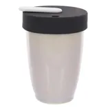 Кружка с двойной стенкой фарфор,силикон 250мл D=8,H=11см бежев.,черный