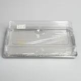 Поднос фуршетный прямоуг. с крыш. уцененный пластик,сталь нерж. ,H=13,L=53,B=32,5см прозр.,металлич.