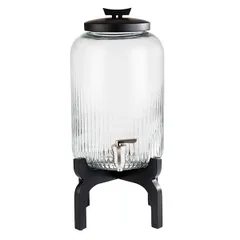 Dispenser for cold drinks “Asia”  glass, stainless steel  7 l  D=24.5, H=45.5 cm  transparent, black