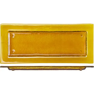 Блюдо сервировочное стекло ,H=15,L=350,B=150мм золотой,коричнев.