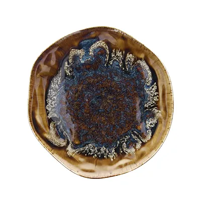 Блюдо «Риф Ойстер» фарфор D=33,H=3см янтарн.,синий