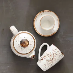 Чайник заварочный «Крафт Вайт» фарфор 425мл D=75,H=114,L=170мм белый,коричнев., изображение 4