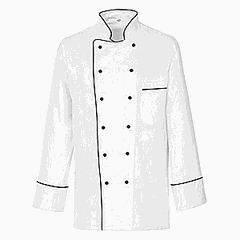 Chef's jacket with edging.56r.b/puckle polyester,cotton white,black