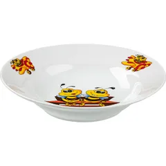 Тарелка глубокая «Пчелы» детская фарфор D=20см белый, изображение 2