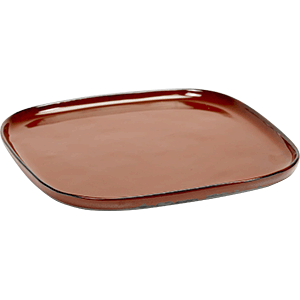 Блюдо квадратное керамика ,H=15,L=254,B=254мм коричнев.