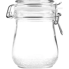 Round jar with lid  glass, silicone  0.5 l  clear.