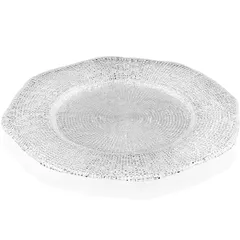 Dish “Diamante” glass D=34,H=2cm clear.