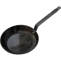 Frying pan white steel D=24,H=4,L=44cm metal.