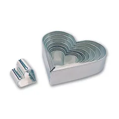 Set of cutters “Heart” D=4-13.8cm[8pcs]  white tin