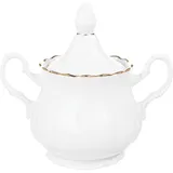 Sugar bowl with lid “Romance”  porcelain  0.55 l , H=11, L=17.3 cm  white, gold