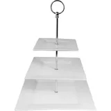 Shelf 3-tier apt. d/des. “Kunstwerk” 17*17.22*22.30*30cm  porcelain, stainless steel , H=40cm  white, met