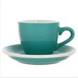 Кофейная пара «Эгг» фарфор 80мл D=65/115,H=55,L=85мм бирюз.